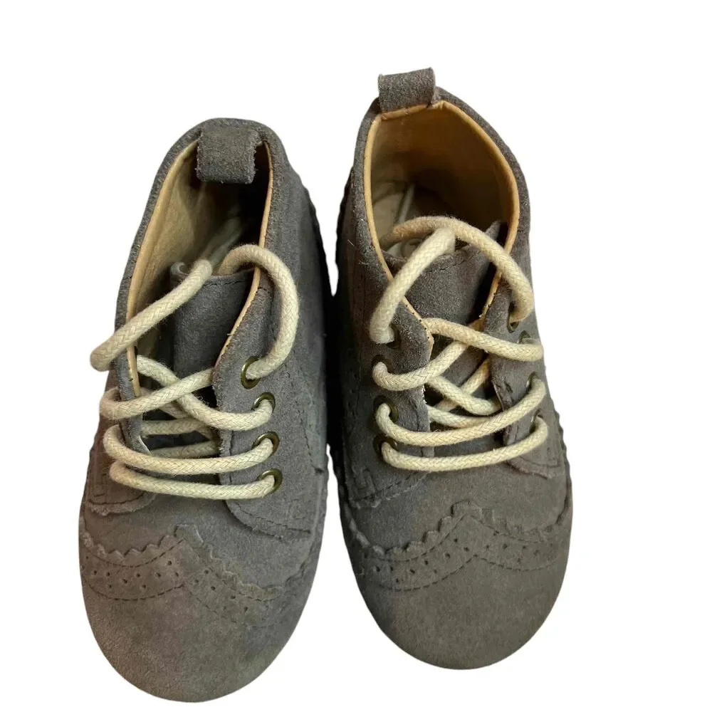 Anchor & Fox Charcoal Suede Brogue Lace Up Boot Unisex Baby Size 7‎